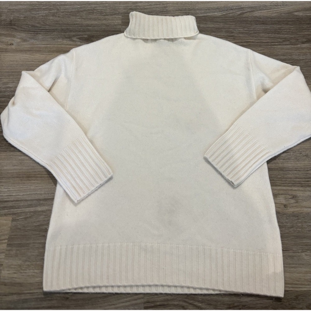 NAADAM Women 100% Cashmere Knit Sweater Casual Small Mock Neck Cream